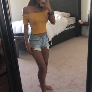 Off the shoulder crop top.